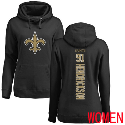 New Orleans Saints Black Women Trey Hendrickson Backer NFL Football #91 Pullover Hoodie Sweatshirts